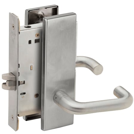 Schlage Grade 1 Passage Latch Mortise Lock, 03 Lever, N Escutcheon, Stainless Steel Finish, Reversible L9010 03N 630